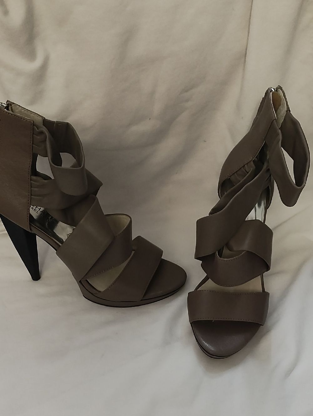 Michael Kors Taupe Strappy Wrap High Heel Sandals